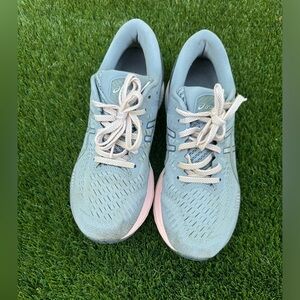 Asics™ Womens  Soft Sky / Blazing Coral Run Sneakers Size 9.5